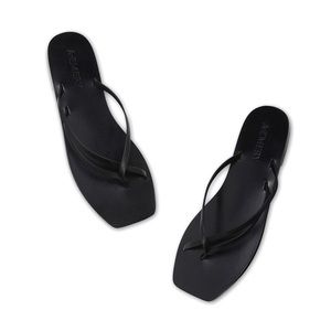 A.EMERY Black Square Toe Leather Benni Sandals Size 8